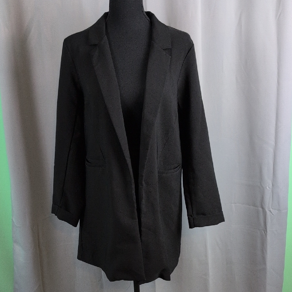 Have LA Classic Black Longline Blazer Large Open Front‎